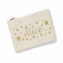 Trousse personnalisée prénom étoiles écru