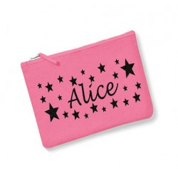 Trousse personnalisée prénom étoiles  rose