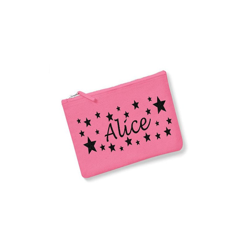 Trousse personnalisée prénom étoiles  rose