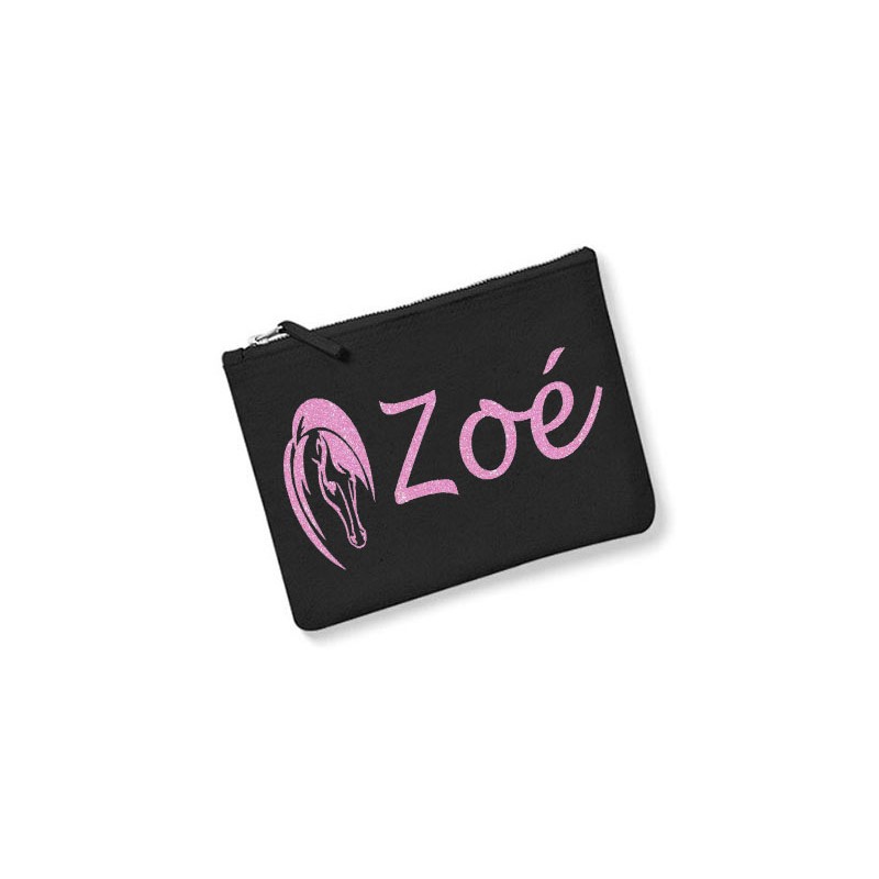 Trousse personnalisée prénom  cheval noir
