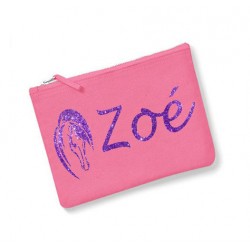Trousse personnalisée prénom  cheval  rose