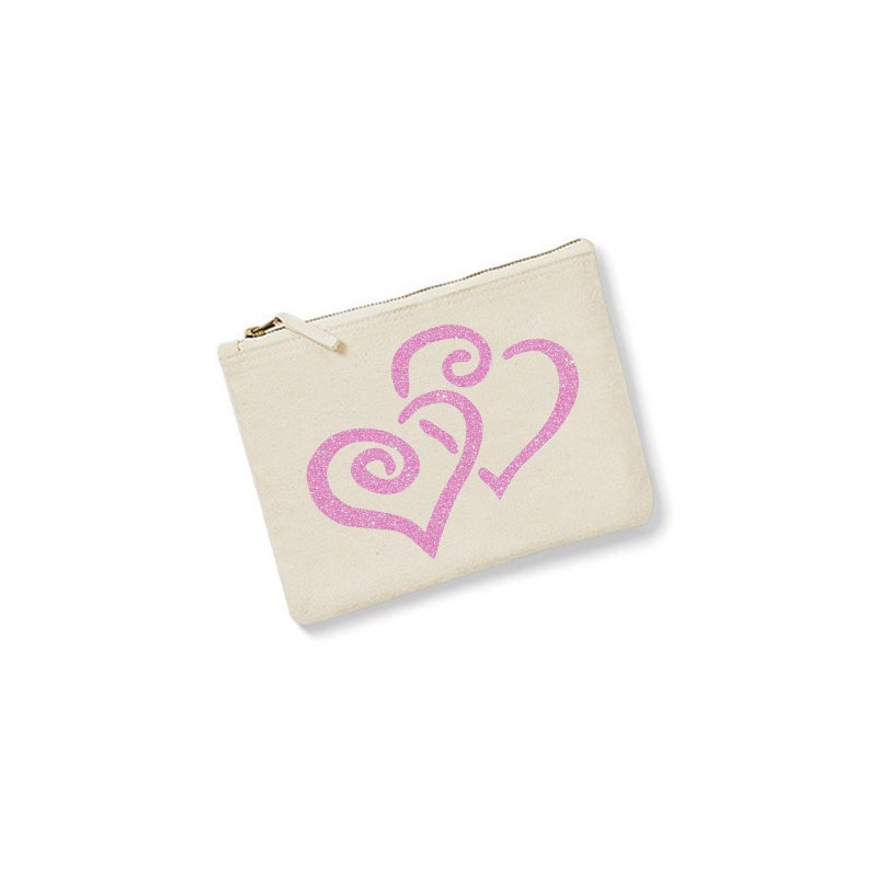 trousse personnalisée coeur écru