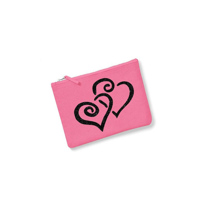 trousse personnalisée coeur rose