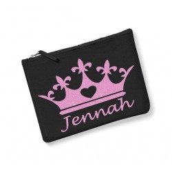 Trousse personnalisée prénom couronne noir
