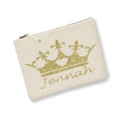 Trousse personnalisée prénom couronne écru