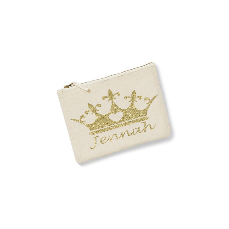 Trousse personnalisée prénom couronne écru