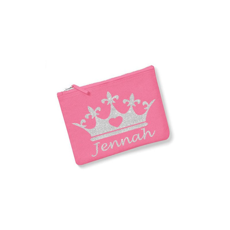 Trousse personnalisée prénom couronne rose
