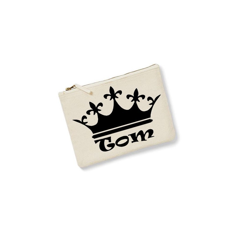 Trousse personnalisée prénom couronne ecru homme