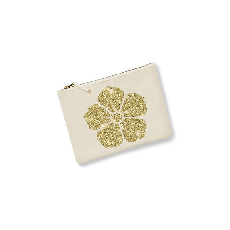 Trousse personnalisée fleur écru
