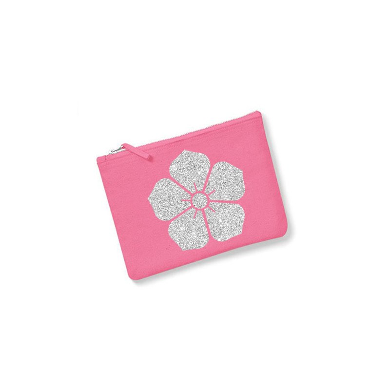 Trousse personnalisée fleur rose