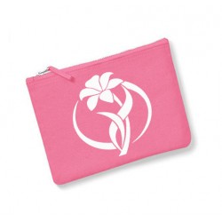 Trousse personnalisée fleur rond  rose