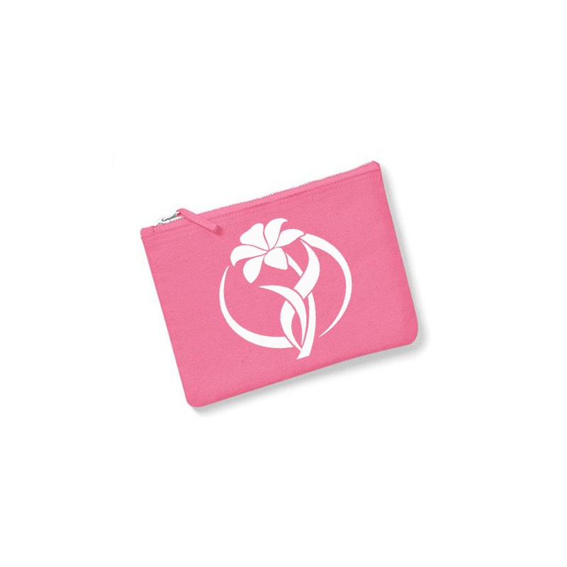 Trousse personnalisée fleur rond  rose