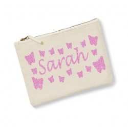 Trousse personnalisée prénom  papillon écru