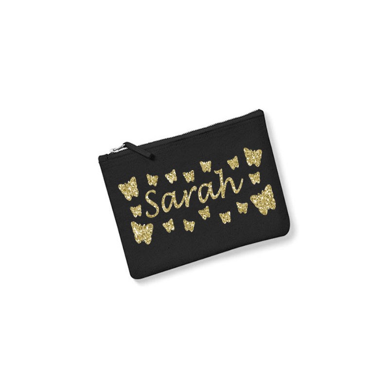 Trousse personnalisée prénom  papillon noir