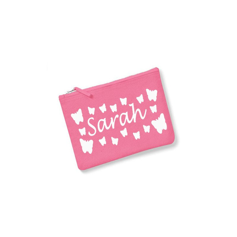 Trousse personnalisée prénom  papillon rose