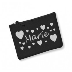Trousse personnalisée prénom  coeur noir