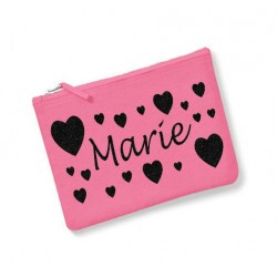 Trousse personnalisée prénom  coeur rose