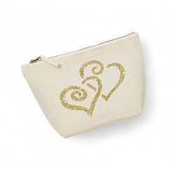 Trousse maquillage personnalisée coeur écru