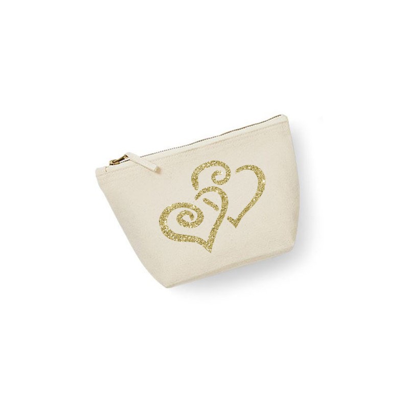 Trousse maquillage personnalisée coeur écru