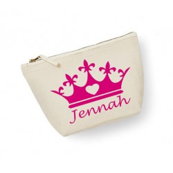 Trousse maquillage personnalisée couronne prénom écru
