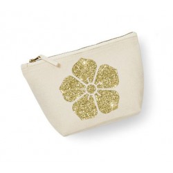 Trousse maquillage personnalisée  fleur  écru