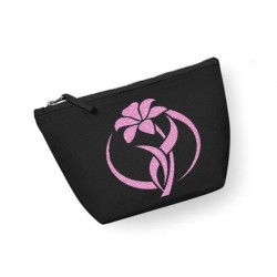 Trousse maquillage personnalisée  fleur  rond noir