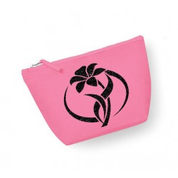 Trousse maquillage personnalisée  fleur  rond rose