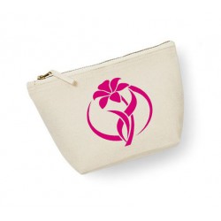 Trousse maquillage personnalisée  fleur  rond écru