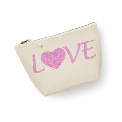 Trousse maquillage personnalisée love écru