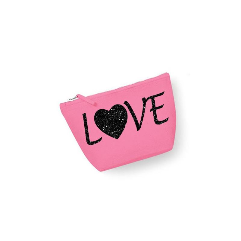 Trousse maquillage personnalisée love rose