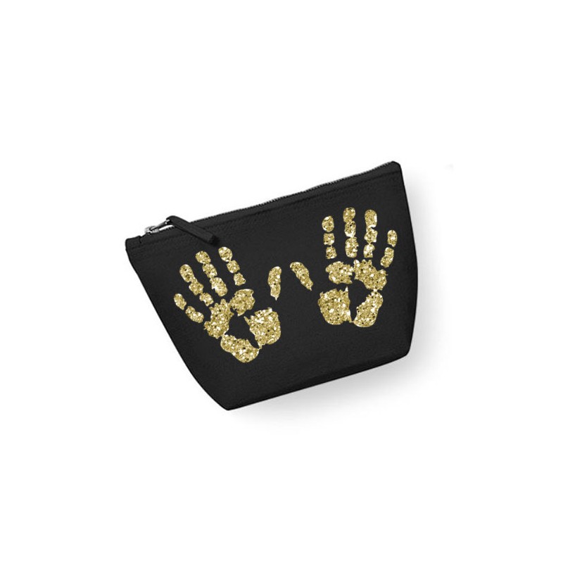 Trousse maquillage personnalisée  empreinte main noir
