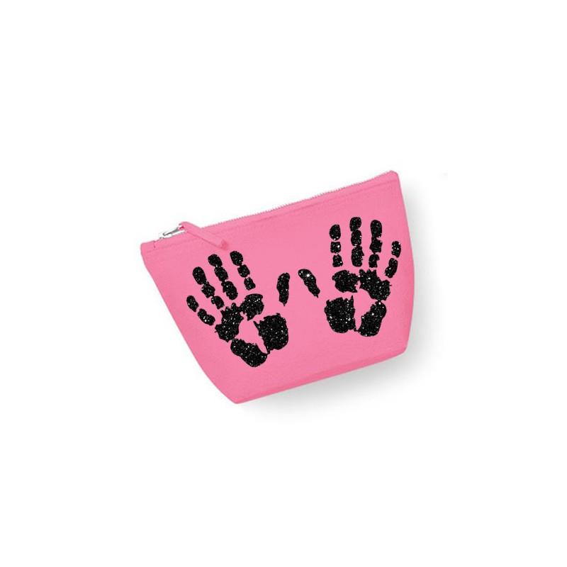 Trousse maquillage personnalisée  empreinte main rose