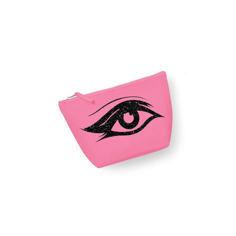 Trousse maquillage personnalisée oeil rose