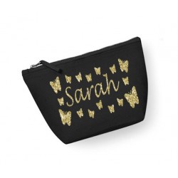 Trousse personnalisée papillon prénom noir