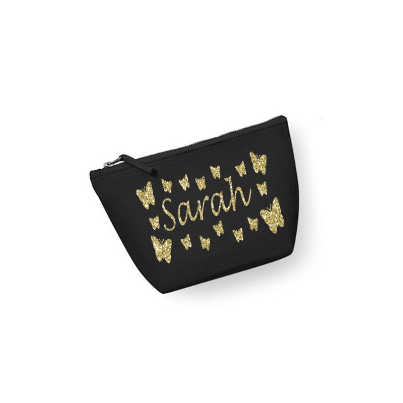 Trousse personnalisée papillon prénom noir