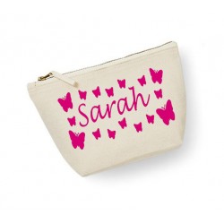 Trousse personnalisée papillon prénom écru