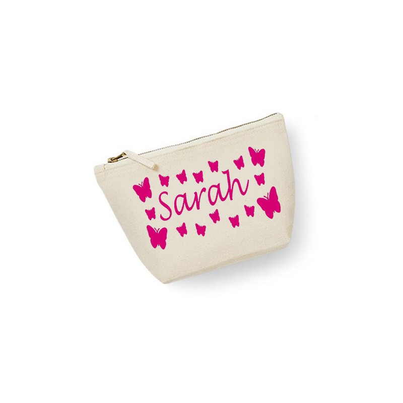 Trousse personnalisée papillon prénom écru
