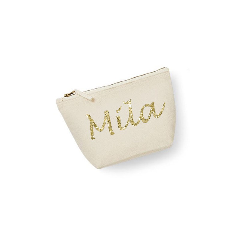 Trousse maquillage personnalisée prénom écru