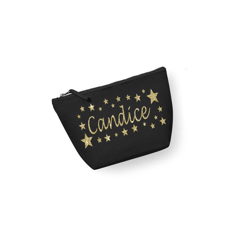 Trousse personnalisée prénom étoiles noir
