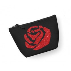 Trousse personnalisée fleur rose noir