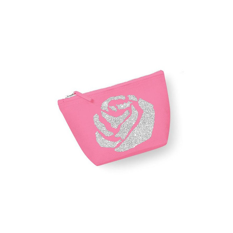 Trousse personnalisée fleur rose rose
