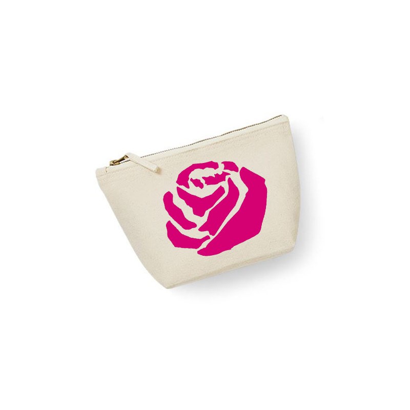Trousse personnalisée fleur rose écru