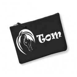 Trousse toilette  homme cheval prénom noir