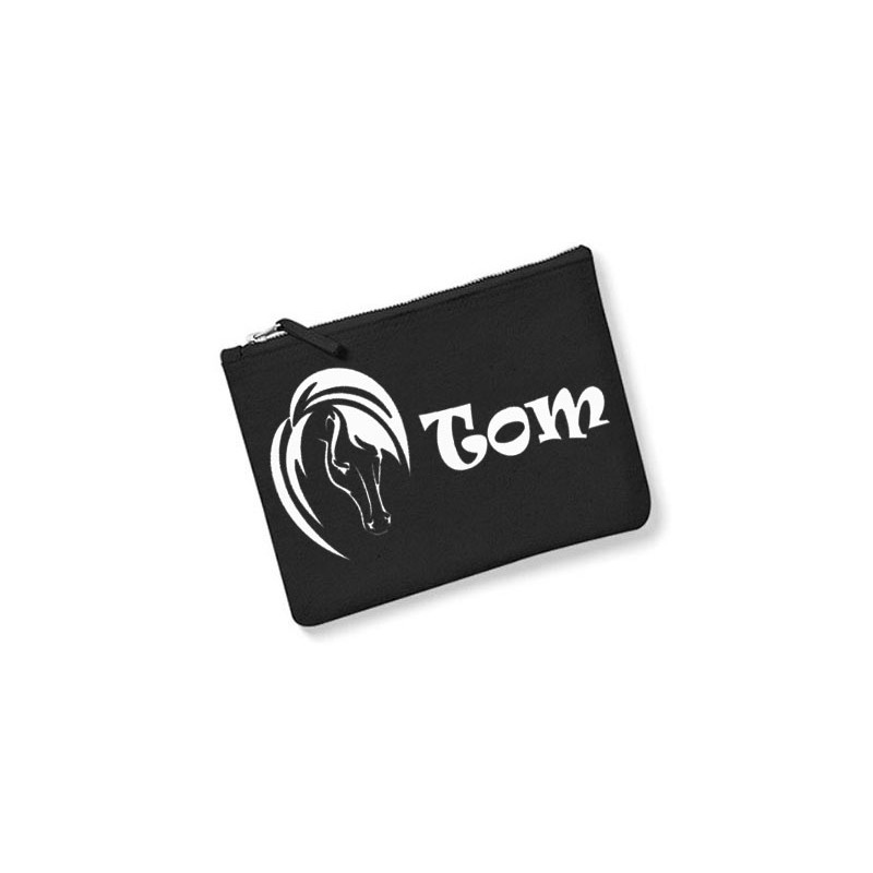 Trousse toilette  homme cheval prénom noir