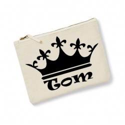 Trousse toilette homme personnalisée couronne prénom écru