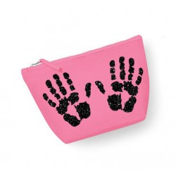 Trousse maquillage personnalisée  empreinte main rose