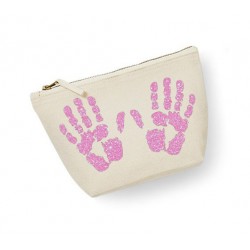 Trousse maquillage personnalisée  empreinte main écru