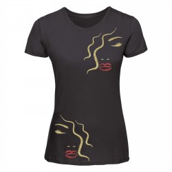 tee shirt personnalisé visage femme noir