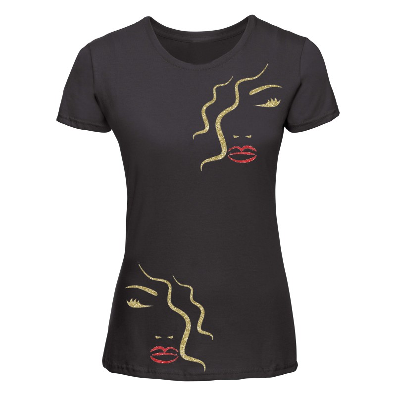 tee shirt personnalisé visage femme noir