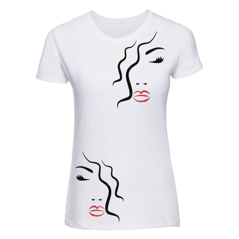 tee shirt personnalisé visage femme blanc